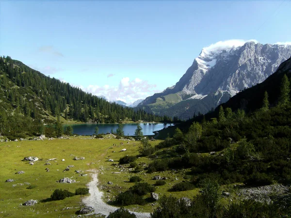 Ferrata Magas Hegyi Seebensee Zugspitze Hegy Tirol Ausztria Nyáron — Stock Fotó