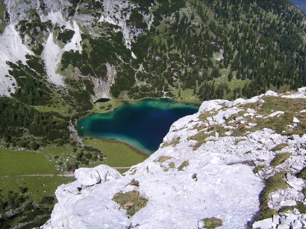 Ferrata Lacul Înalt Munte Seebensee Tajakante Tirol Austria Timpul Verii — Fotografie, imagine de stoc