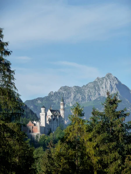 Castelo Neuschwanstein Perto Montanha Tegelberg Baviera Alemanha — Fotografia de Stock