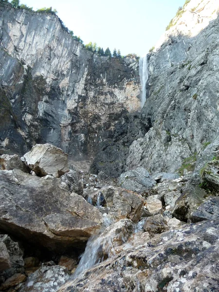 Ferrata Vid Högfjällssjön Seebensee Zugspitze Berg Tyrolen Österrike Sommaren — Stockfoto