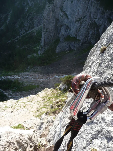 Ferrata Vysokohorském Jezeře Seebensee Hora Zugspitze Tyrolsko Rakousko — Stock fotografie