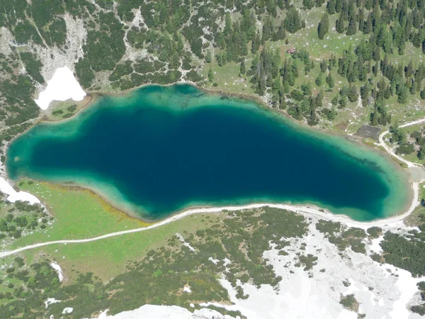 Ferrata High Mountain Lake Seebensee Zugspitze Mountain Tyrol Austria Summertime — Stock Photo, Image