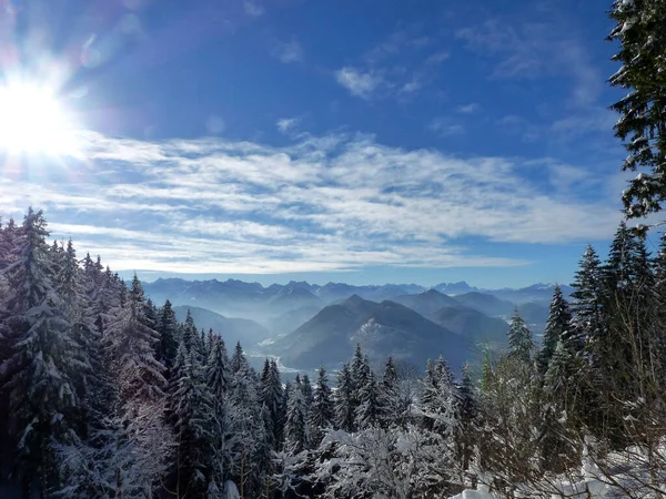 Excursión Invierno Montaña Seekarkreuz Cabaña Lengrieser Baviera Alemania — Foto de Stock