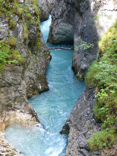 Canyon Leutaschklamm Bajorországban Németország Határátkelőhellyel Tirolba Ausztria — Stock Fotó