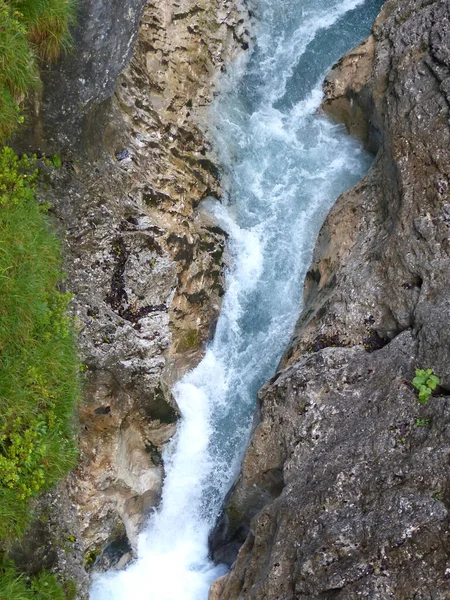 Canyon Leutaschklamm Bayern Tyskland Med Gräns Till Tyrolen Österrike — Stockfoto