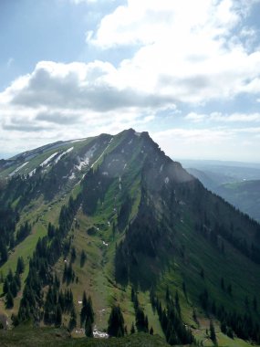 Panorama yürüyüş turu Nagelfluhkette, Bavyera, Almanya