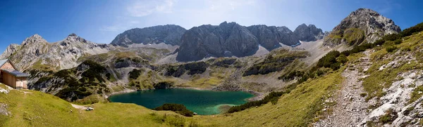 Panorama Del Lago Alta Montaña Drachensee Montañas Mieming Tirol Austria — Foto de Stock