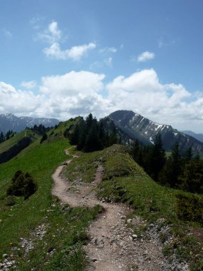 Panorama yürüyüş turu Nagelfluhkette, Bavyera, Almanya