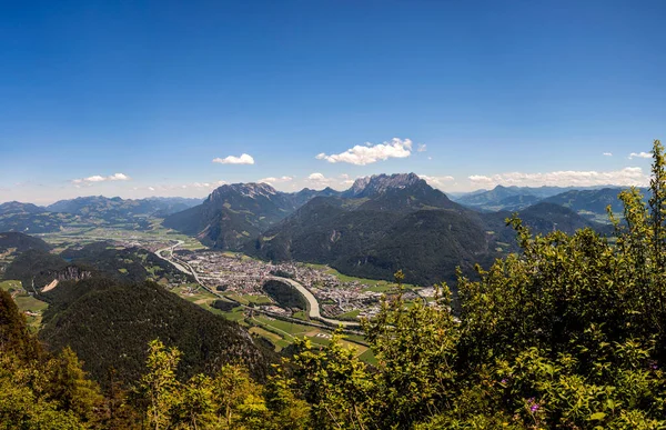 Mountain panorama view from mountain Pendling in Tyrol, Austria in summertime