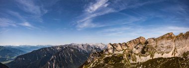 Yaz mevsiminde Gschollkopf Dağı 'ndan Dağ manzarası, Rofan, Tyrol, Avusturya