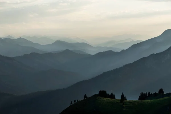 Sonnenuntergang Bergpanorama Von Der Rotwand Bayern Deutschland — Stockfoto