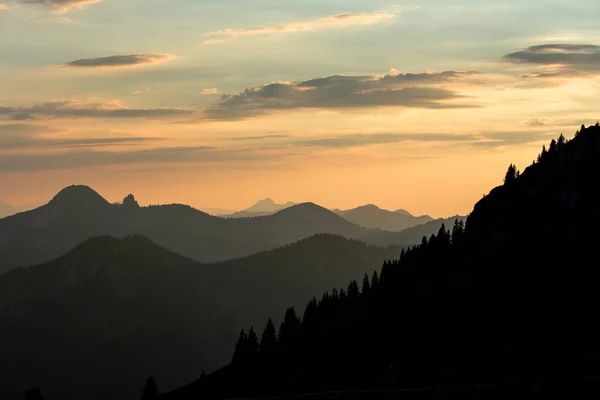 Sonnenuntergang Bergpanorama Von Der Rotwand Bayern Deutschland — Stockfoto