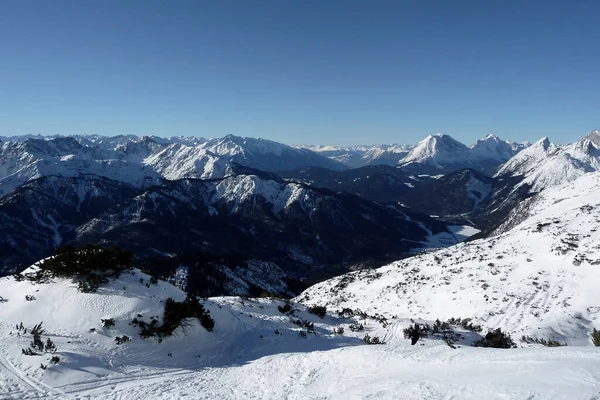 Winterlicher Bergblick Von Der Pleisenspitze Karwendel Österreich — Stockfoto