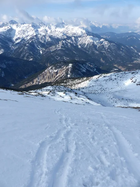 Zimowa Wycieczka Górę Pleisenspitze Karwendel Tyrol Austria — Zdjęcie stockowe