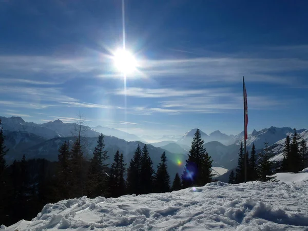 Escursione Invernale Alla Montagna Pleisenspitze Tirolo Austria — Foto Stock