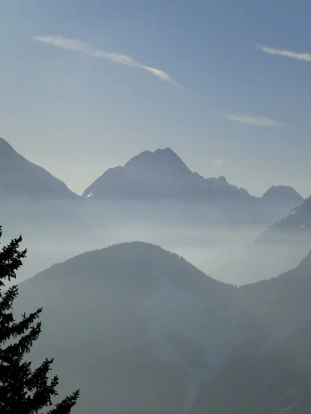 Passeio Caminhada Inverno Pela Montanha Pleisenspitze Tirol Áustria — Fotografia de Stock