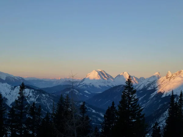 Escursione Invernale Alla Montagna Pleisenspitze Tirolo Austria — Foto Stock