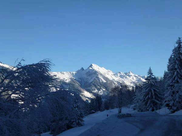 Wycieczka Zimowa Górę Hoher Frassen Raggal Austria — Zdjęcie stockowe