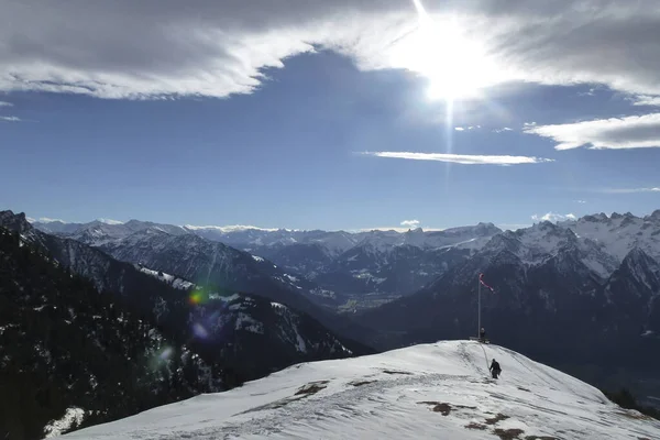 Passeio Caminhada Inverno Pela Montanha Hoher Frassen Raggal Áustria — Fotografia de Stock