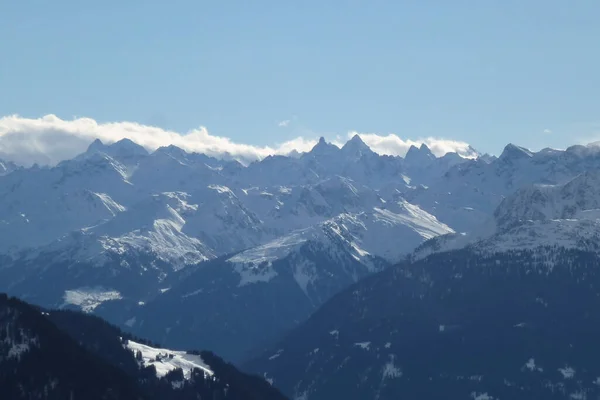 Escursione Invernale Alla Montagna Hoher Frassen Raggal Austria — Foto Stock