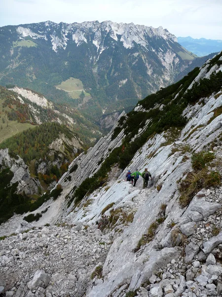 Alpinista Montanha Scheffauer Ferrata Tirol Áustria — Fotografia de Stock