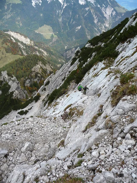 Alpinista Montanha Scheffauer Ferrata Tirol Áustria — Fotografia de Stock