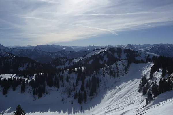 Escursione Invernale Montagna Seekarkreuz Baviera Germania — Foto Stock