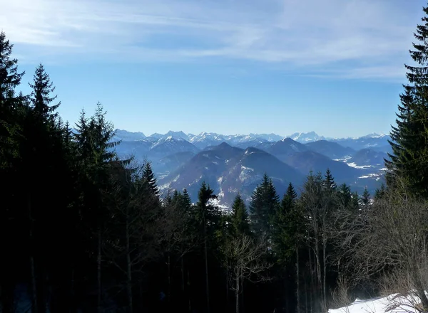 Randonnée Hivernale Montagne Seekarkreuz Bavière Allemagne — Photo