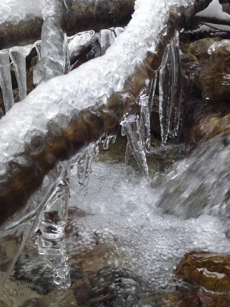 Cachoeira Passeio Inverno Pela Montanha Seekarkreuz Baviera Alemanha — Fotografia de Stock