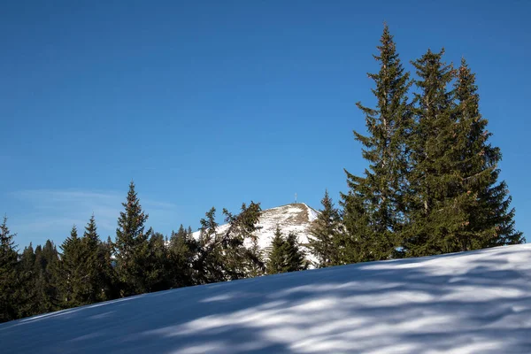 Panorama Górska Górze Seekarkreuz Bawarii Niemcy Czas Zimowy — Zdjęcie stockowe