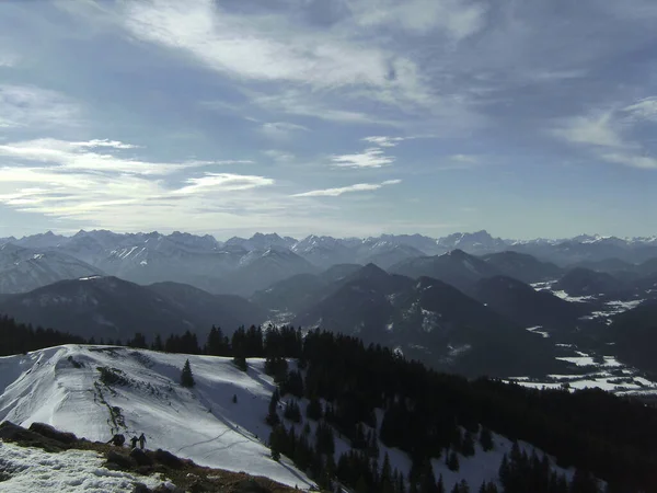 Bergpanorama Seekarkreuz Bayern Deutschland Winterzeit — Stockfoto