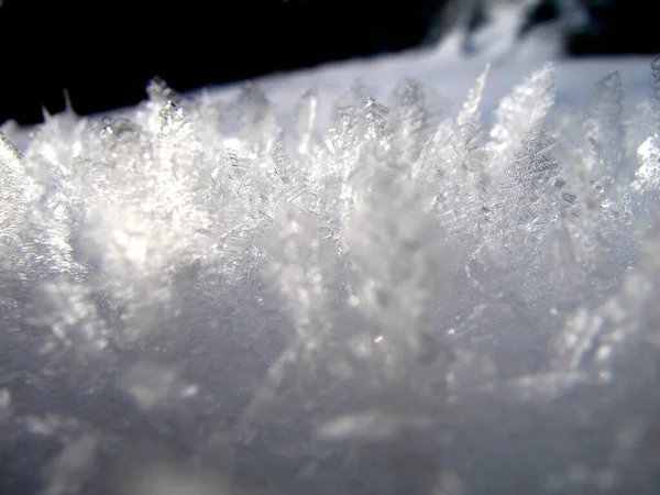 Παγωμένοι Κρύσταλλοι Χιονιού Χειμερινό Τοπίο — Φωτογραφία Αρχείου