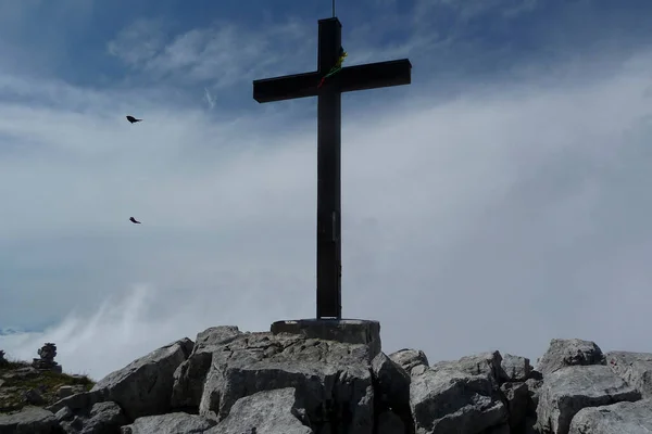 Cruz Cumbre Montaña Soiernspitze Baviera Alemania —  Fotos de Stock