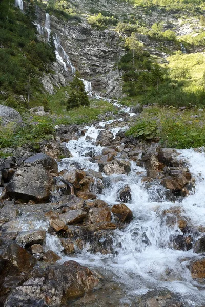 Wasserfall Auf Der Soiernspitze Bayern Deutschland — Stockfoto