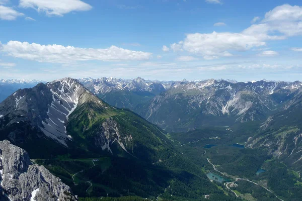 Panorama Montaña Desde Montaña Ehrwalder Sonnenspitze Austria — Foto de Stock