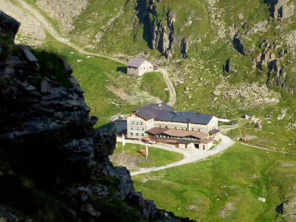 Cabana Dresdner Stubai Trilha Caminhadas Alta Altitude Volta Tirol Áustria — Fotografia de Stock