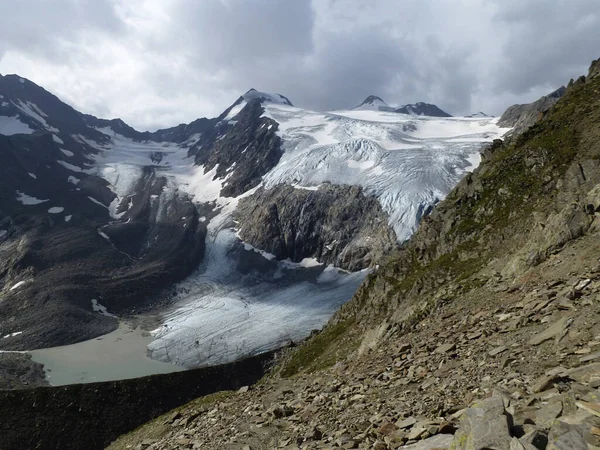 Sulzenau Glacier Stubai High Altitude Hiking Trail Lap Tyrol Austria Stock Image