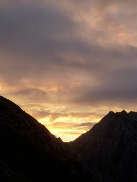 Pôr Sol Nas Montanhas Hackenkopfe Tirol Áustria — Fotografia de Stock