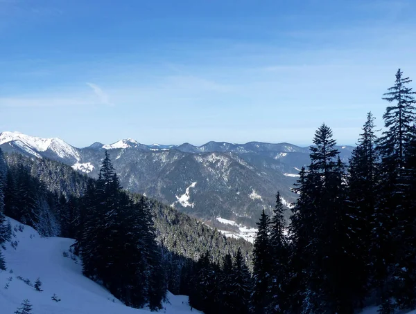 Wallberg Dağına Kış Yürüyüşü Turu Tegernsee Bavyera Almanya — Stok fotoğraf