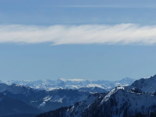 Passeio Caminhada Inverno Pela Montanha Wallberg Tegernsee Baviera Alemanha — Fotografia de Stock