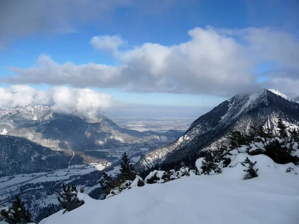 Ορεινό Πανόραμα Βαυαρικές Άλπεις Wintertim — Φωτογραφία Αρχείου