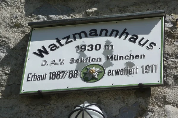 Señal Casa Watzmann Baviera Alemania —  Fotos de Stock