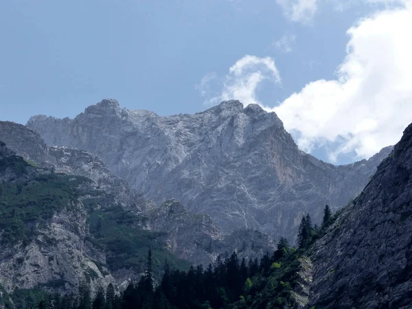 High Alpine Hiking Tour Zugspitze Mountain Bavaria Germany Summer — стокове фото