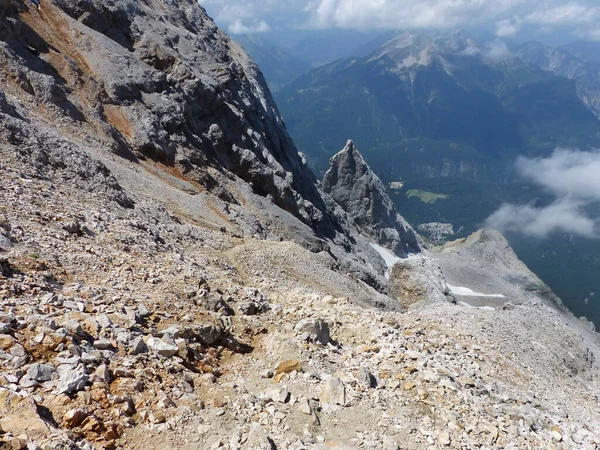 High Alpine Hiking Tour Zugspitze Mountain Baviera Alemanha Verão — Fotografia de Stock