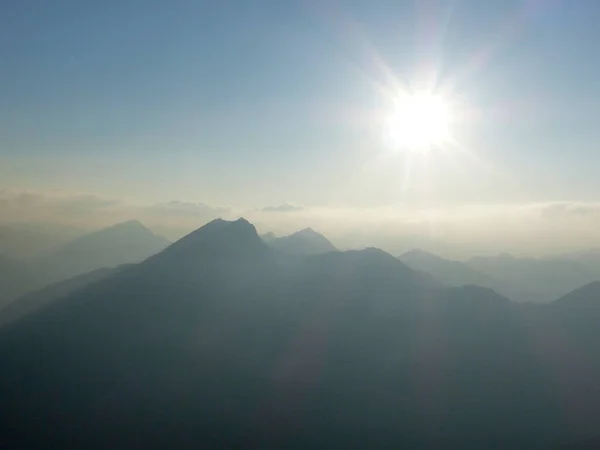 Sunset Mountain Panorma Montanha Zugspitze Baviera Alemanha Verão — Fotografia de Stock