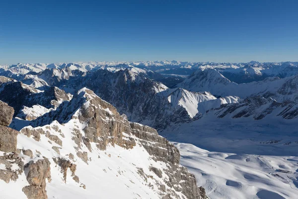 Fjällutsikt Från Zugspitze Bayern Tyskland Vintertid — Stockfoto