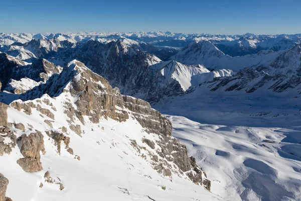 Pohled Hory Zugspitze Bavorsko Německo Zimě — Stock fotografie