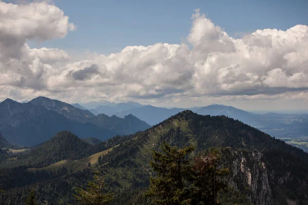 Panorama Pohled Pohoří Benediktenwand Bavorsku Německo — Stock fotografie