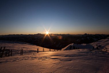 Rotwand dağında gün batımı, Bavyera, Almanya