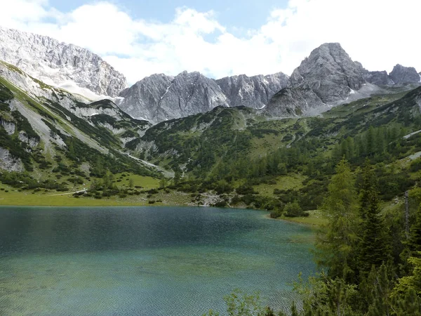 Vista Panorámica Montaña Lago Seebensee Tirol Austria —  Fotos de Stock